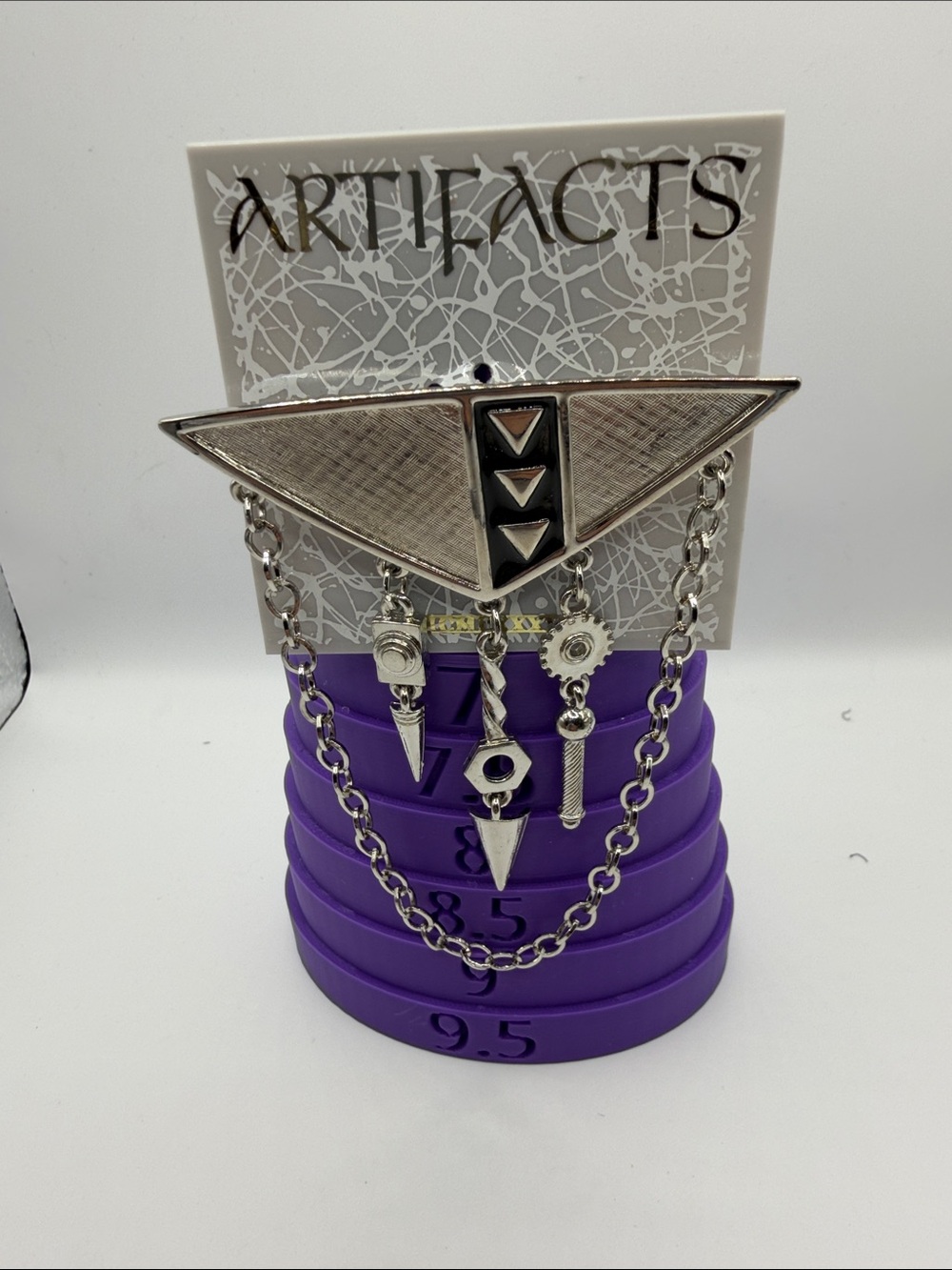 Vintage 1988 Artifacts Art Deco Geometric Dangle Chain Brooch